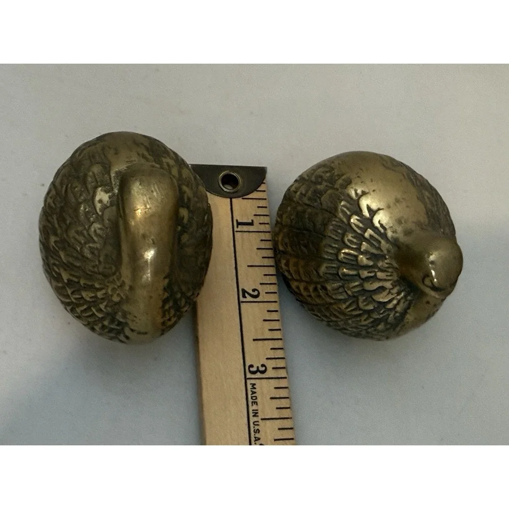 Vintage Lot Of‎ 2 Solid Brass Birds  quail/pheasant figurines Textured Pair